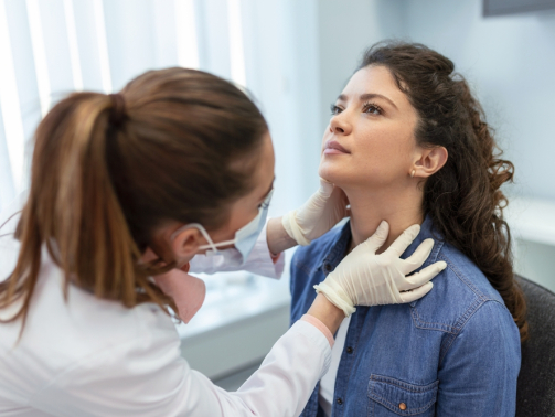 doctor and patient painted thyroid gland