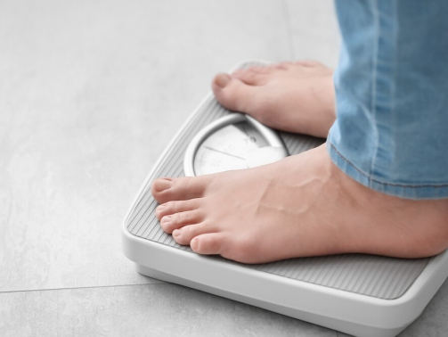 feet on a home scale