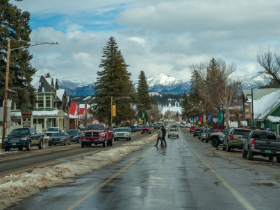 mountain scape and medical bag