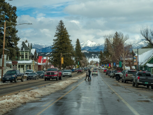 mountain scape and medical bag
