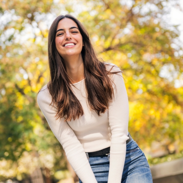 Happy,Caucasian,Woman,Laughing,Funny,Looking,At,Camera,,Concept,Of