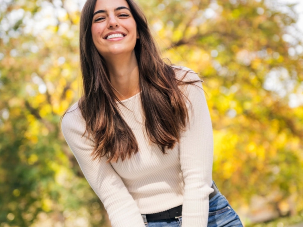 Happy,Caucasian,Woman,Laughing,Funny,Looking,At,Camera,,Concept,Of
