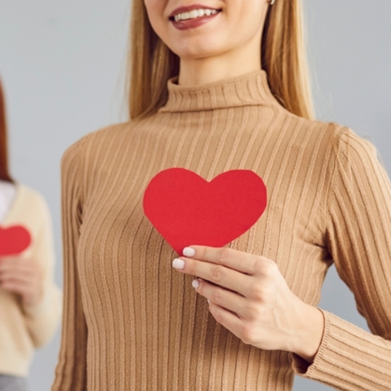 group with red hearts