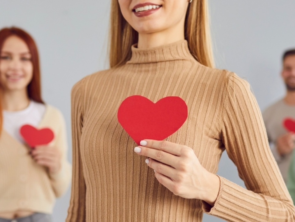 group with red hearts